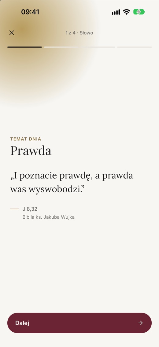 Pierwszy krok modlitwy: temat dnia „Prawda” i werset z Ewangelii według św. Jana